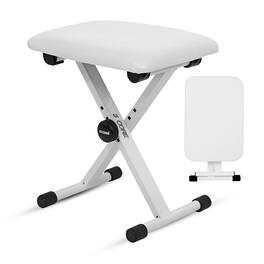 5 CORE - Keyboard Bench 2" Padded Piano Stool Adjustable 19" - White