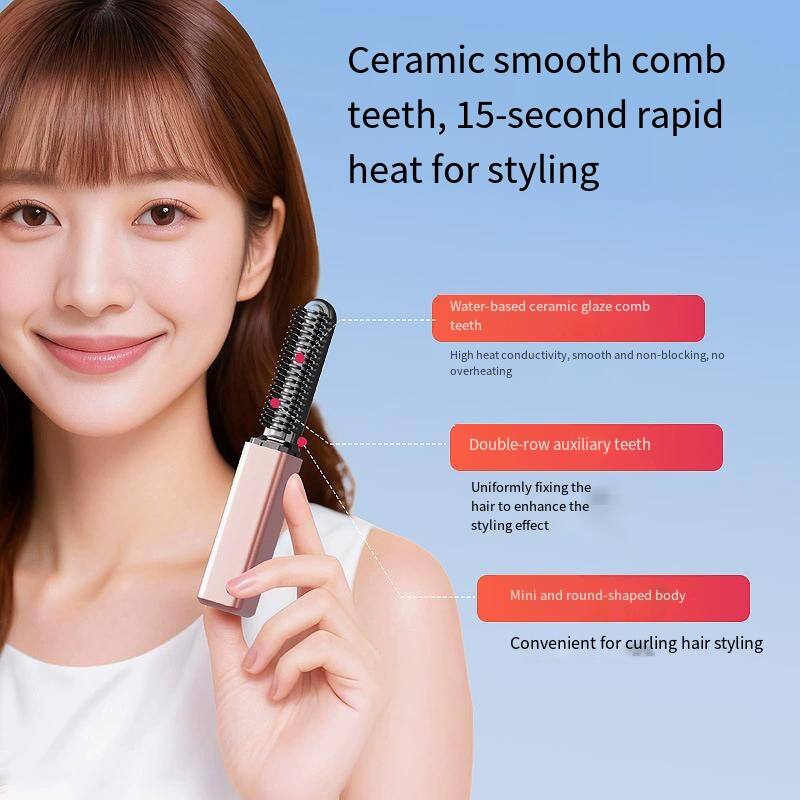 Ceramic smooth comb teeth, 15-second rapid heat for styling

- Water-based ceramic glaze comb teeth
  - High heat conductivity, smooth and non-blocking, no overheating

- Double-row auxiliary teeth
  - Uniformly fixing the hair to enhance the styling effect

- Mini and round-shaped body
  - Convenient for curling hair styling