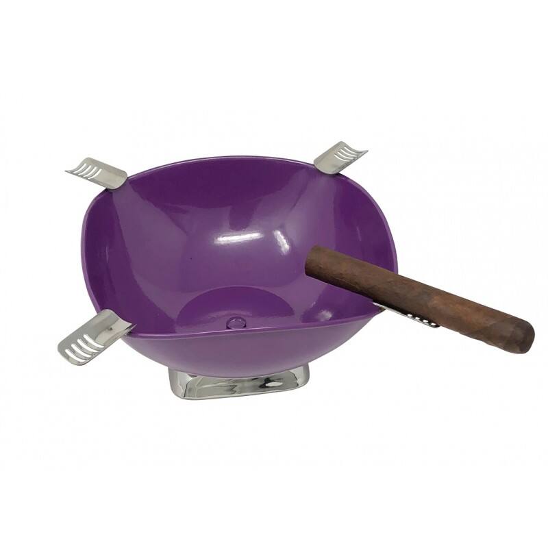 Alt View 1. Prestige - Smokin Ash' Quadrangle Cigar Ashtray(Purple) - Gloss Metallic Purple Finish.