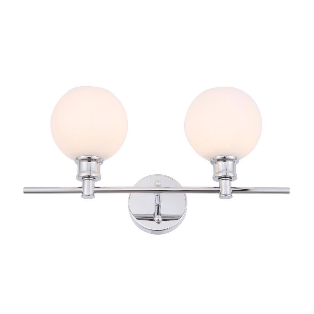Alt View 8. Living District - Collier 2 light Chrome and Frosted white glass Wall sconce - Chrome And Frosted White Glass.