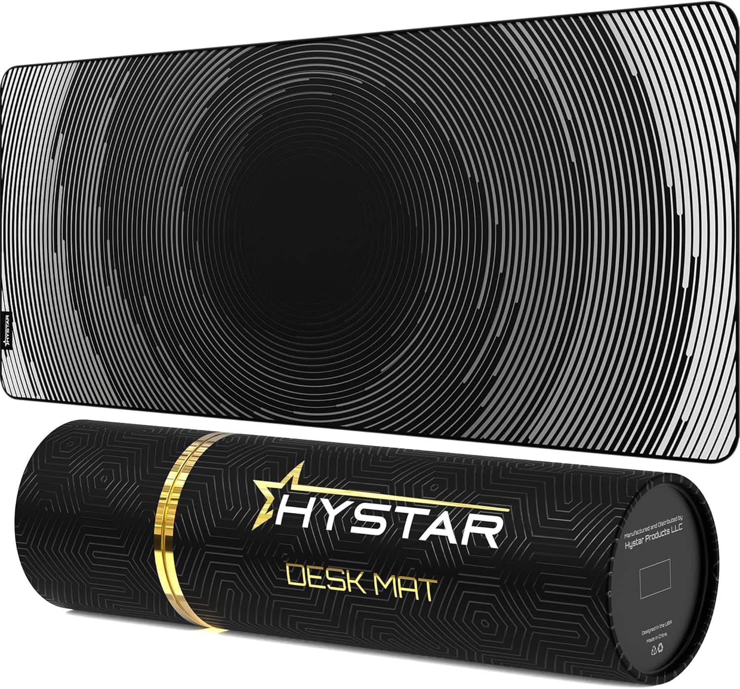 Hystar - Extended Gaming Mouse Pad | XXXL 45" x 20" | 5mm Thick, Waterproof Surface, Smooth Polyester, and Rubber Base | Abyss - Black