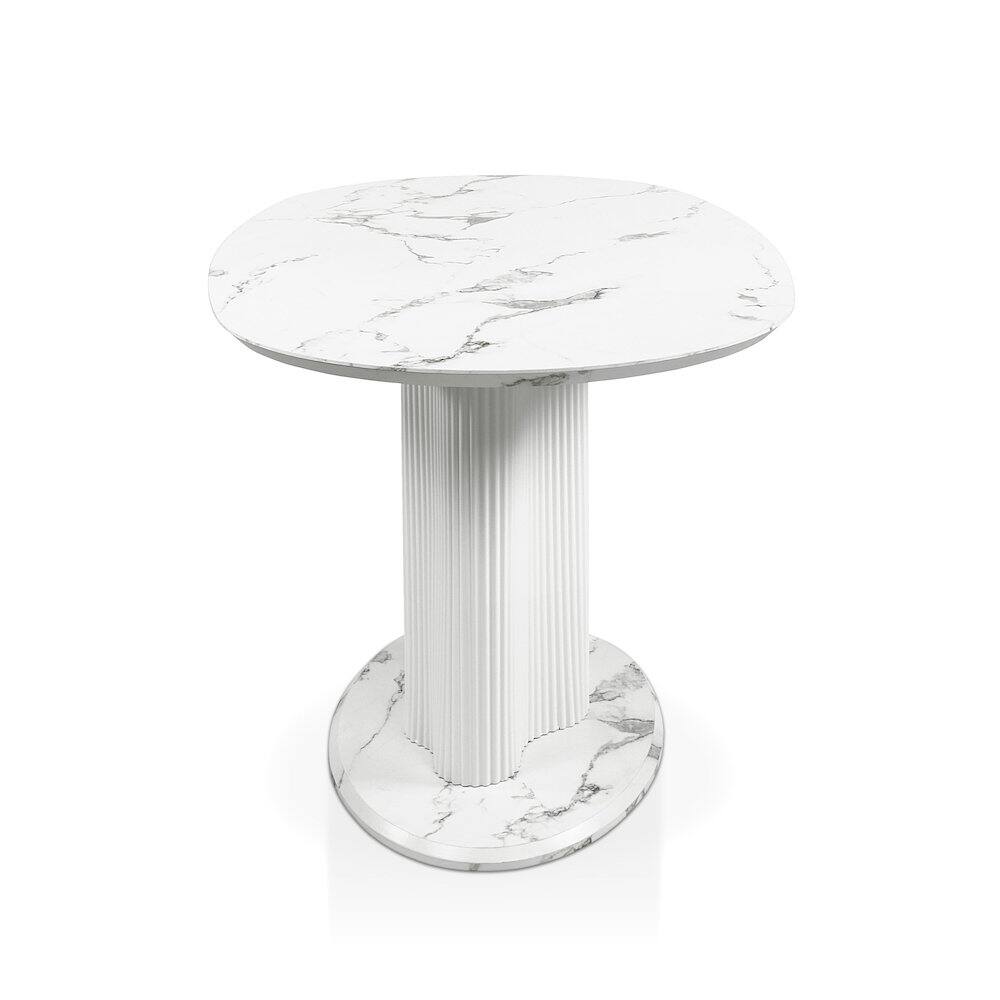 Alt View 2. Furniture of America - Elara Iron Base Pedestal Oval Dining Table - White.