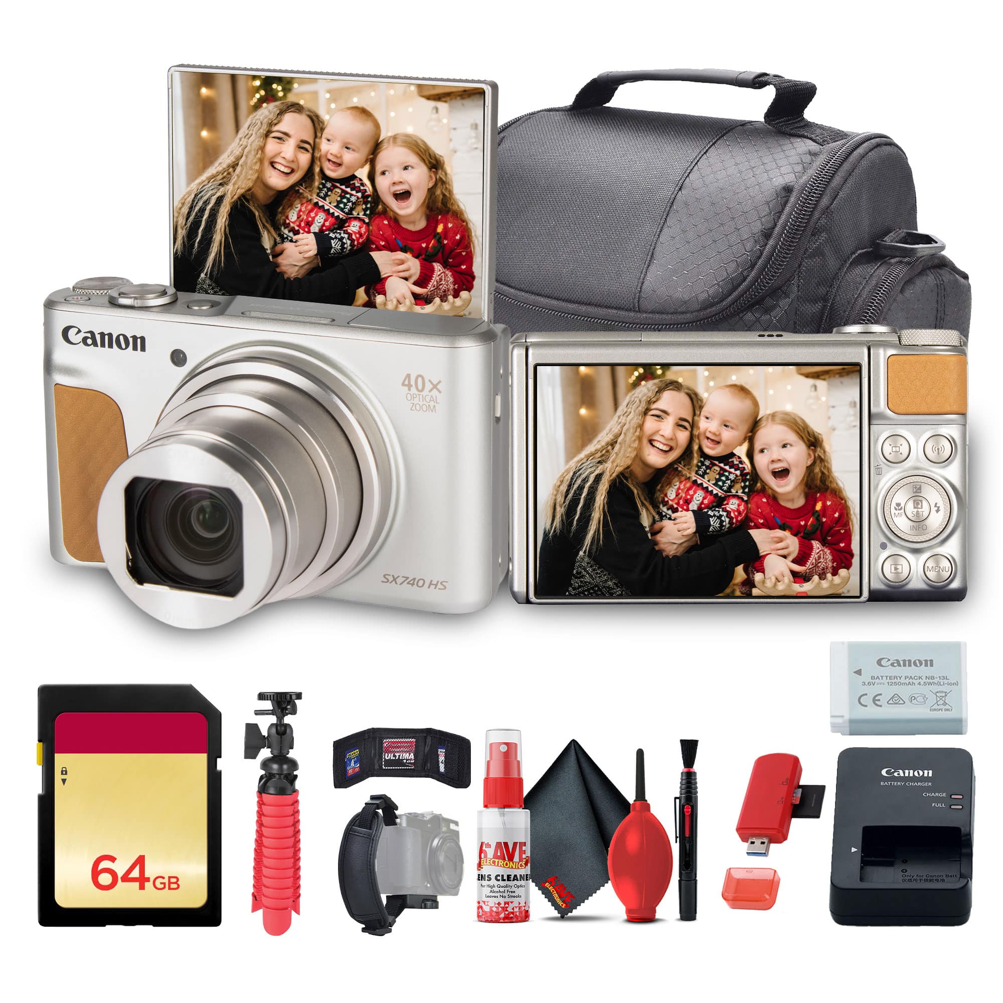 Canon - PowerShot SX740 HS Lite Edition Digital Camera (Silver) + 64GB Card + More
