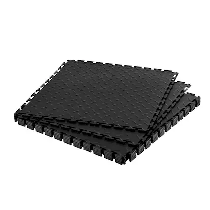 Front. VEVOR - Garage Floor Tiles Interlocking, 8 Pack 20.2 x 20.2 x 0.2 in Interlocking Modular Garage Flooring Tiles, Diamond Plate - Black.