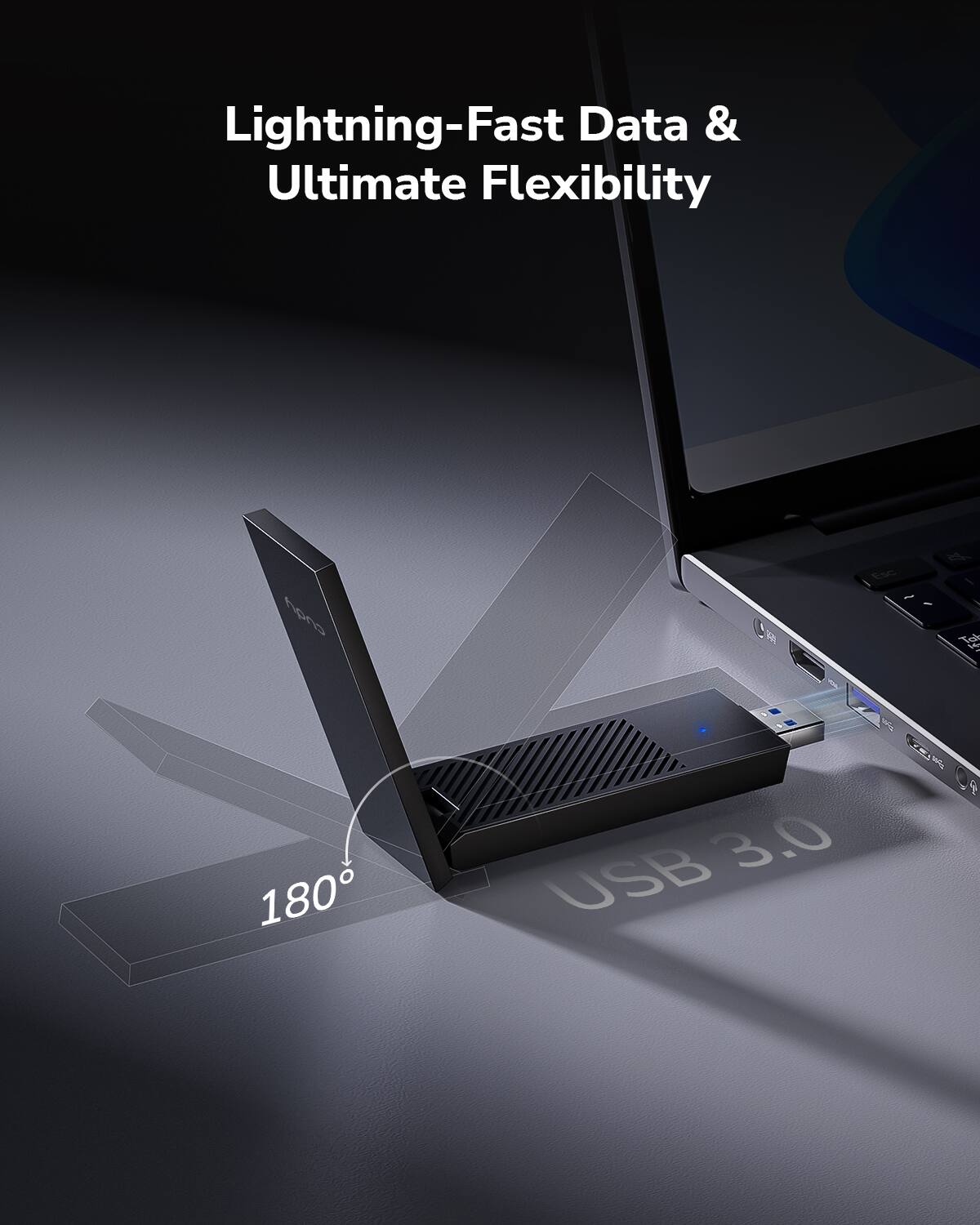 Lightning-Fast Data & Ultimate Flexibility, 180° USB 3.0