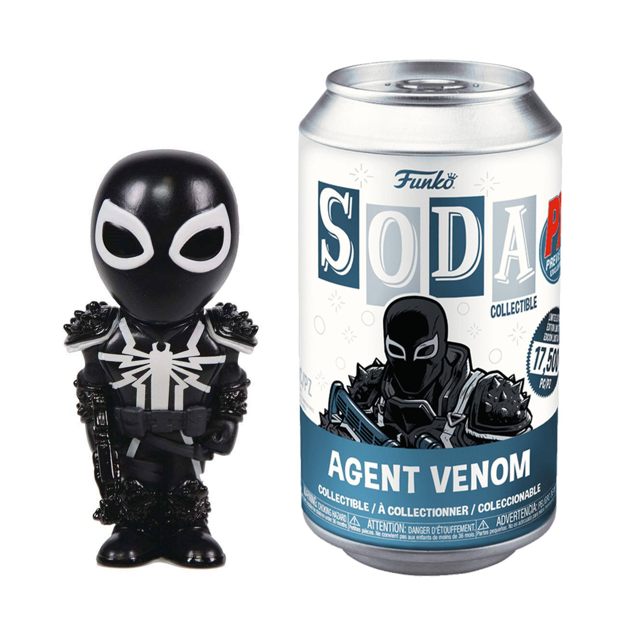 Funko Soda  
Collectible  
Agent Venom  
Collectible / A Collectionner / Coleccionable  
17.5 oz  
Attention: Dangers d'étouffement. Pequeños peligros de asfixia.  
Advertencia: Peligro de asfixia.  
Contenido de menos de 3