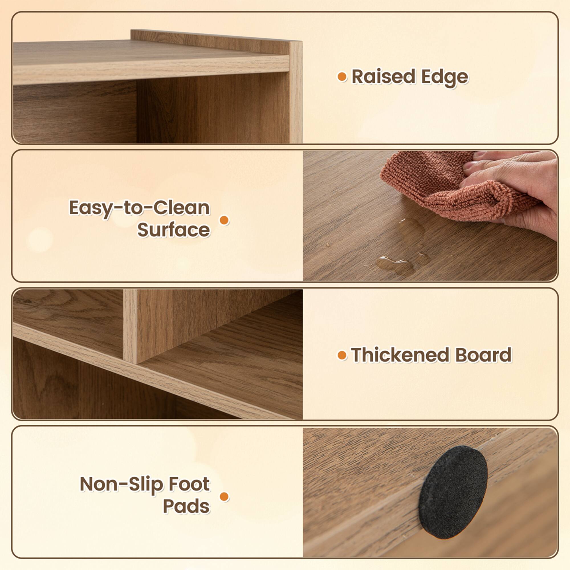 Raised Edge Easy-to-Clean Surface Thickened Board Non-Slip Foot Pads