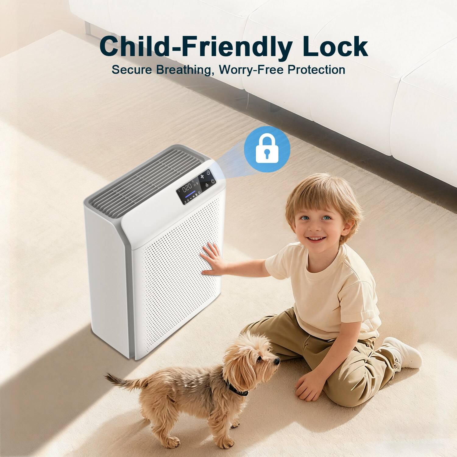 Child-Friendly Lock  
Secure Breathing, Worry-Free Protection