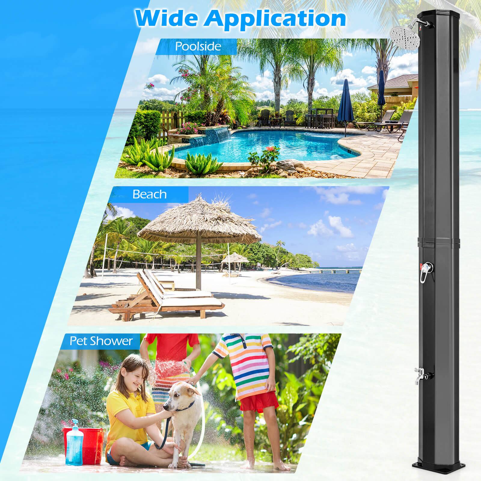 Alt View 8. Costway - Costway 15.9 Gallon Solar Heated Outdoor Shower with Shower Head and Foot Shower Tap - Black.