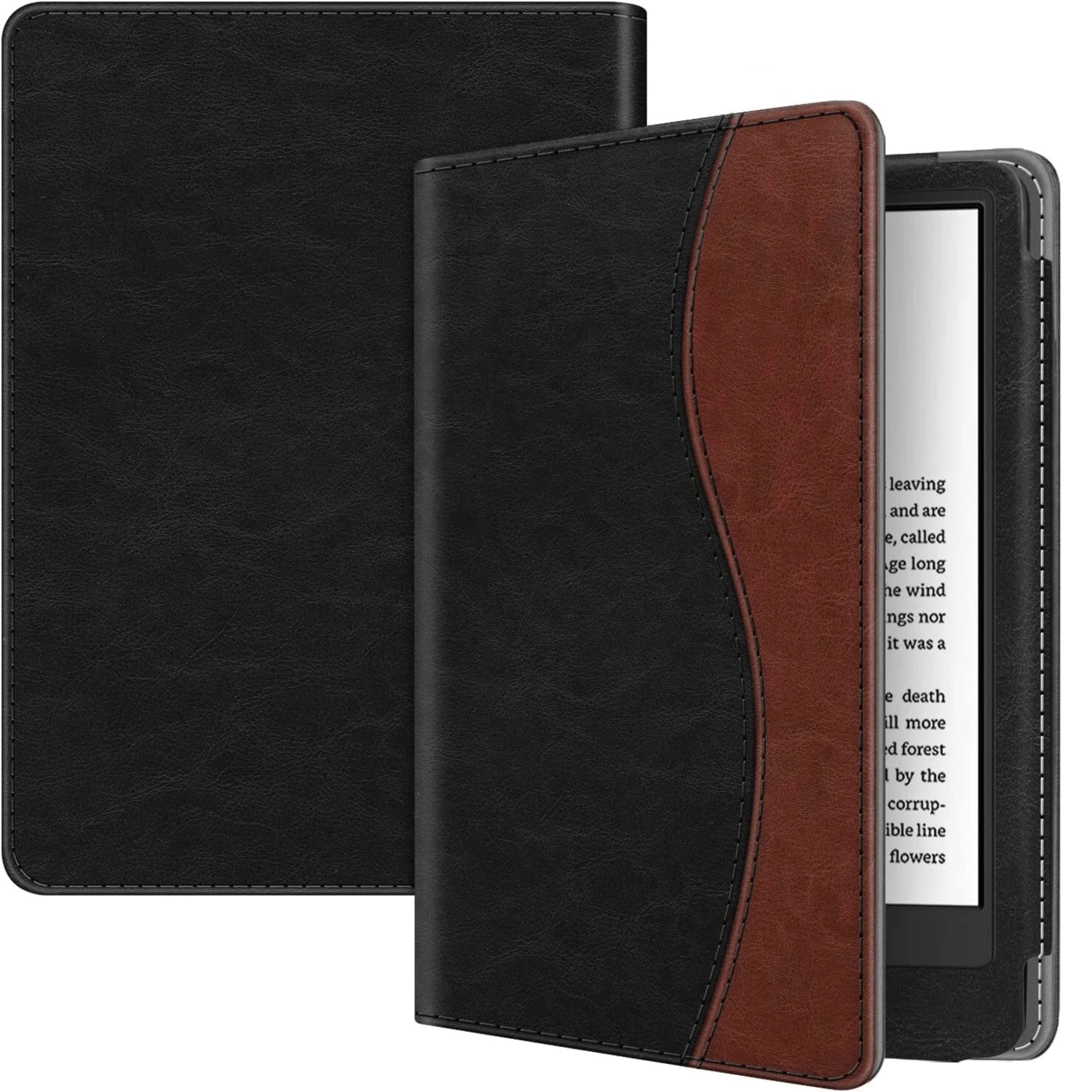 Kitcheniva - Stand Folio Case For All New Kindle 6 Inch 2024 And 2022 Release Black Brown - Dual Color