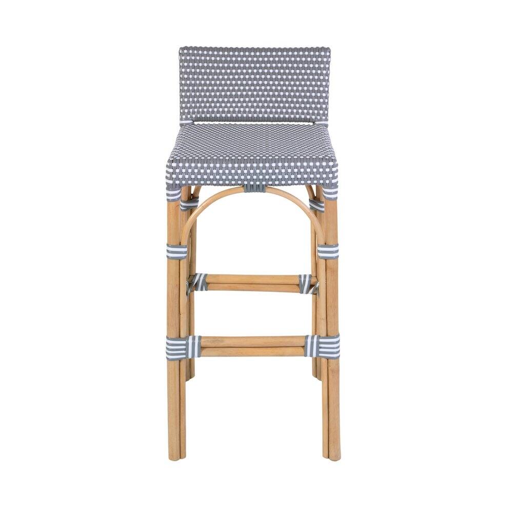 Alt View 1. Butler Specialty - Serienna 30 in. Seat Height Rattan Low Back Bar Stool - Gray And White Dot.
