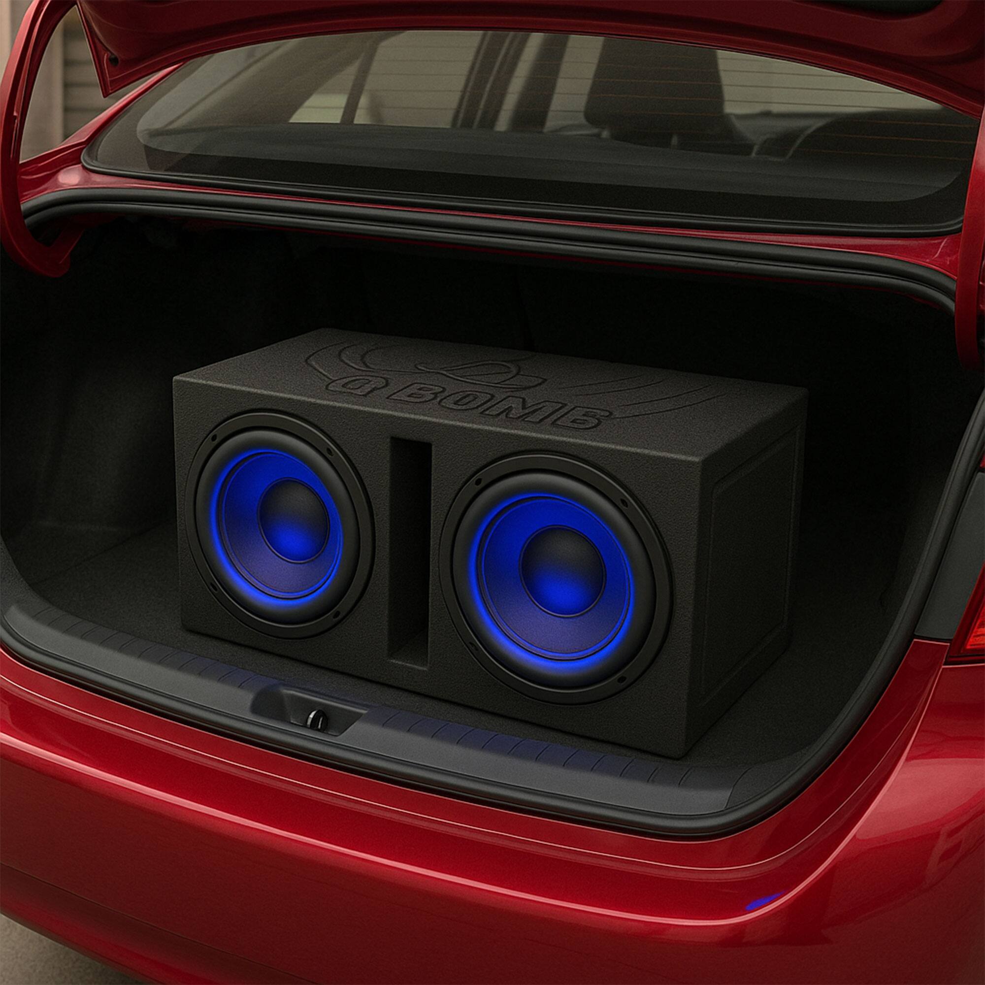 Alt View 3. QPower - Q Power QBOMB15V Dual 15" Vented Port Subwoofer Sub Box w/ Bedliner Spray - Black.