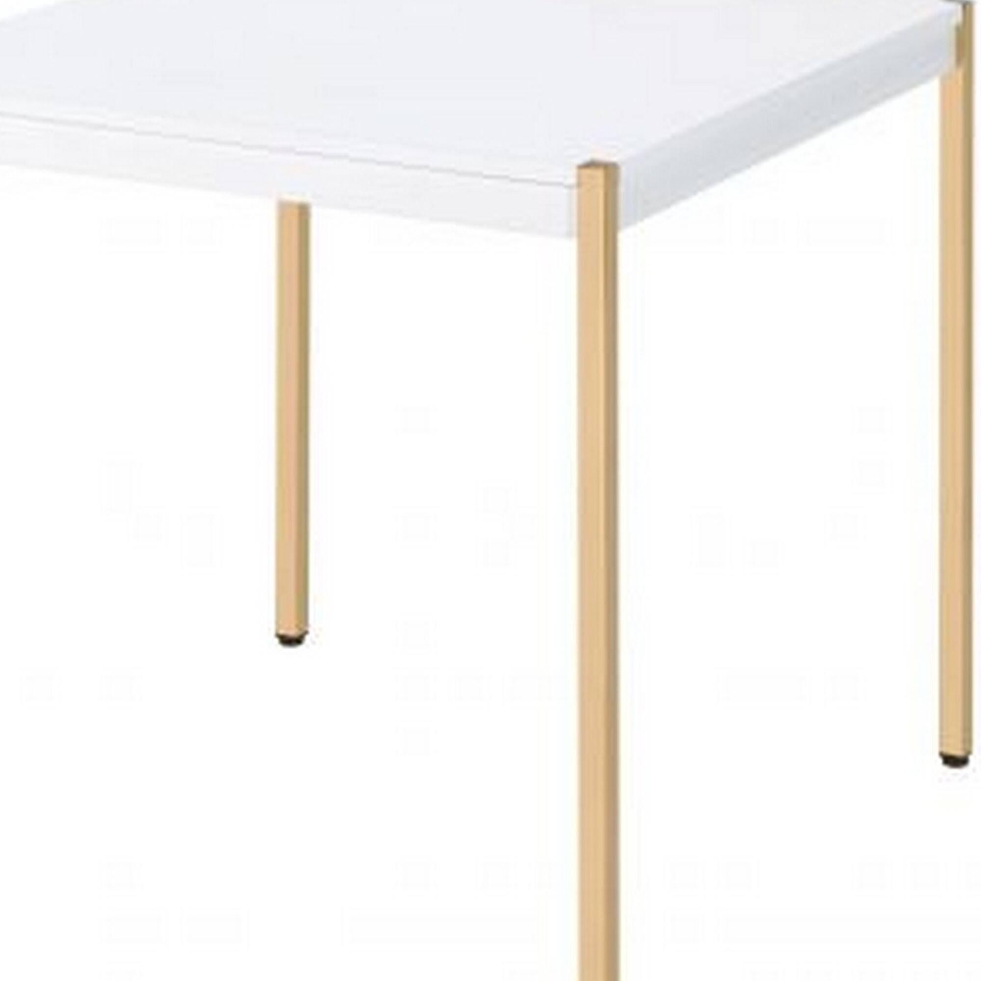 Alt View 2. Manhattan Lane - End Table with Metal Tube Legs - White, Gold.