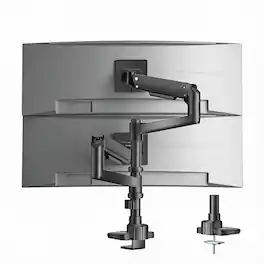 Frangdom - Gas Spring Adjustable Computer Monitor Stand - Black L-Ultrawide Dual Arms 16x12 inch
