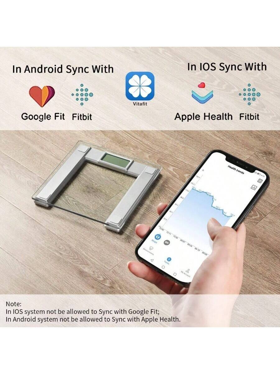 In Android Sync With  
Google Fit  
Fitbit  
Vitafit  

In iOS Sync With  
Apple Health  
Fitbit  

Note:  
In iOS system not be allowed to Sync with Google Fit;  
In Android system not be allowed to Sync with Apple Health.