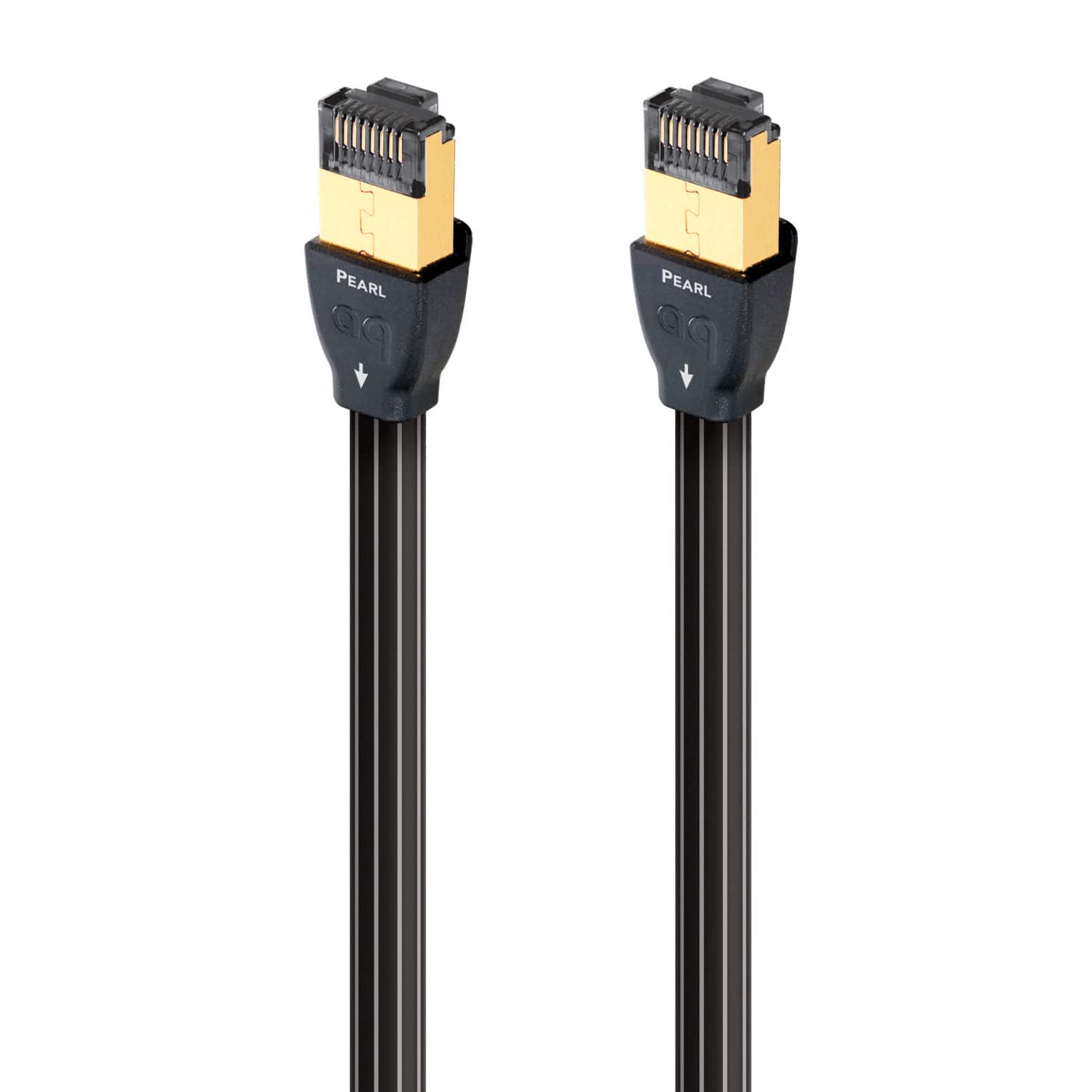 AudioQuest - Pearl RJ/E 2.5' Digital Ethernet Cable with RJ45 to RJ45 Connectors - Black with Gray Stripes
