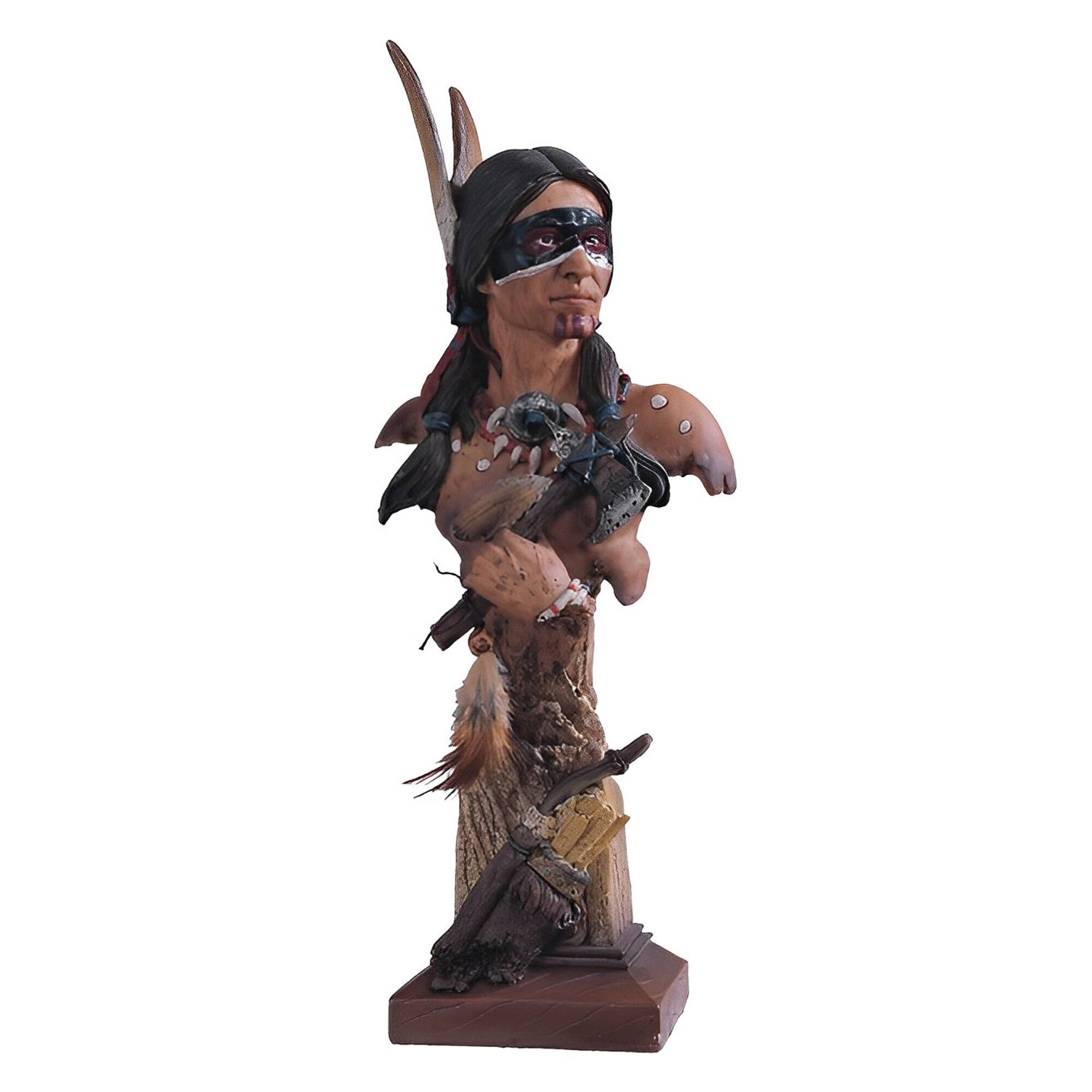 Front. FC Design - FC Design 14"H Native American Warrior Bust with Axe Native American Figurine Statue Desk Tabletop Home Decor Gift - Multi-Color.