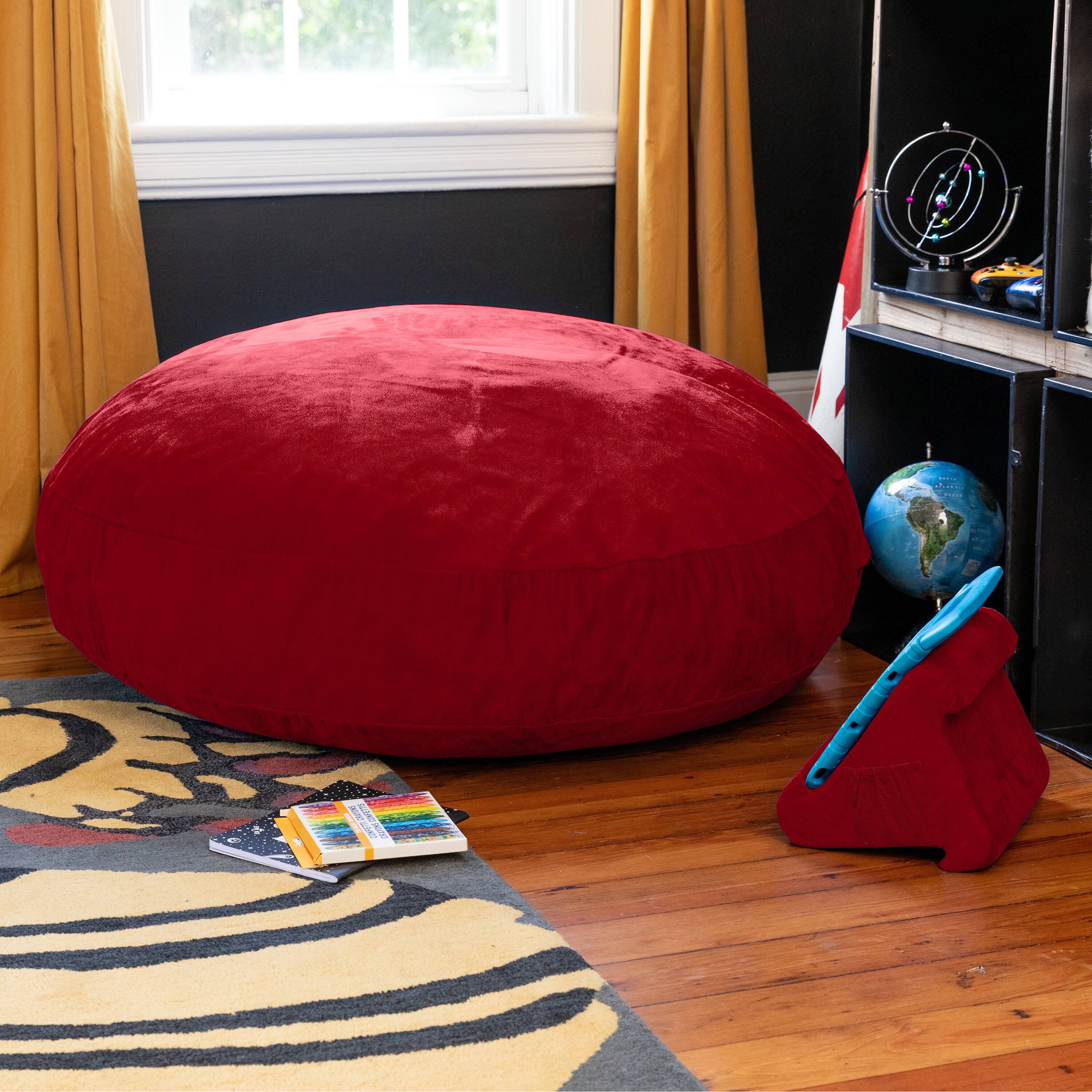 Back. Jaxx - Jaxx Cocoon 4 Foot Bean Bag Chair and Crash Pad, Cherry - Red.
