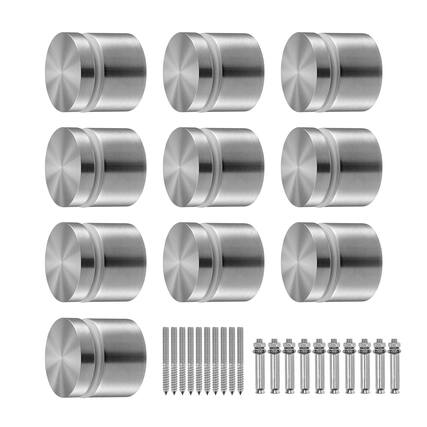 Front. VEVOR - Glass Clamp, 10 PCS Round Glass Railing Bracket for 0.31 "-0.62 " Tempered Glass, 316 Stainless Steel Glass - Silver.