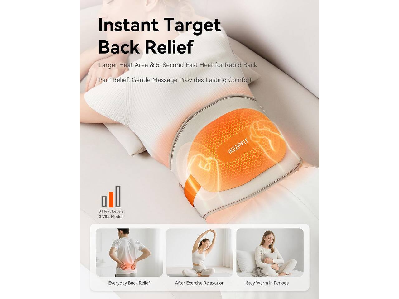IKEEPFIT Portable Heating Pad for Back, Cordless Wearable Heat Belt ...