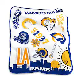 Logo Brands - Los Angeles Rams 50'' x 60'' Native Raschel Plush Throw Blanket - Multicolor