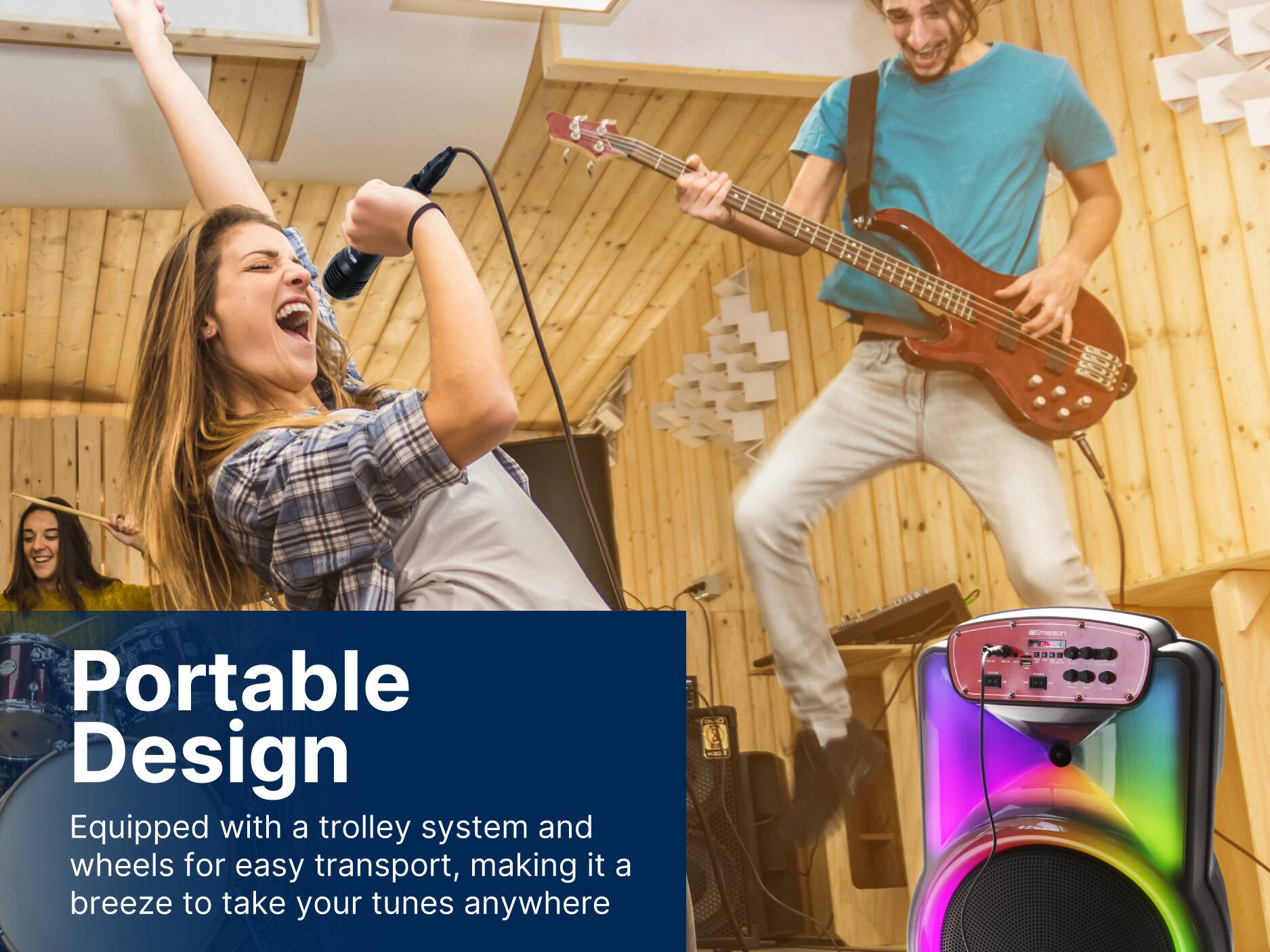 Portable Design
Equipped with a trolley system and wheels for easy transport, making it a breeze to take your tunes anywhere