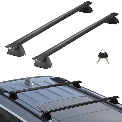 Front. VEVOR - Roof Rack Cross Bars, Compatible with 2011-2021 Jeep Grand Cherokee with Grooved Side Rails, 200lbs Load Capacity - BLACK.