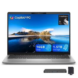 Dell - Upgraded - 14" FHD+ Laptop,Snapdragon X Plus X1P-64-100,16GB LPDDR5,512GB SSD+1TB Dock Set,Copilot+PC,Backlit,Win 11 - Gray