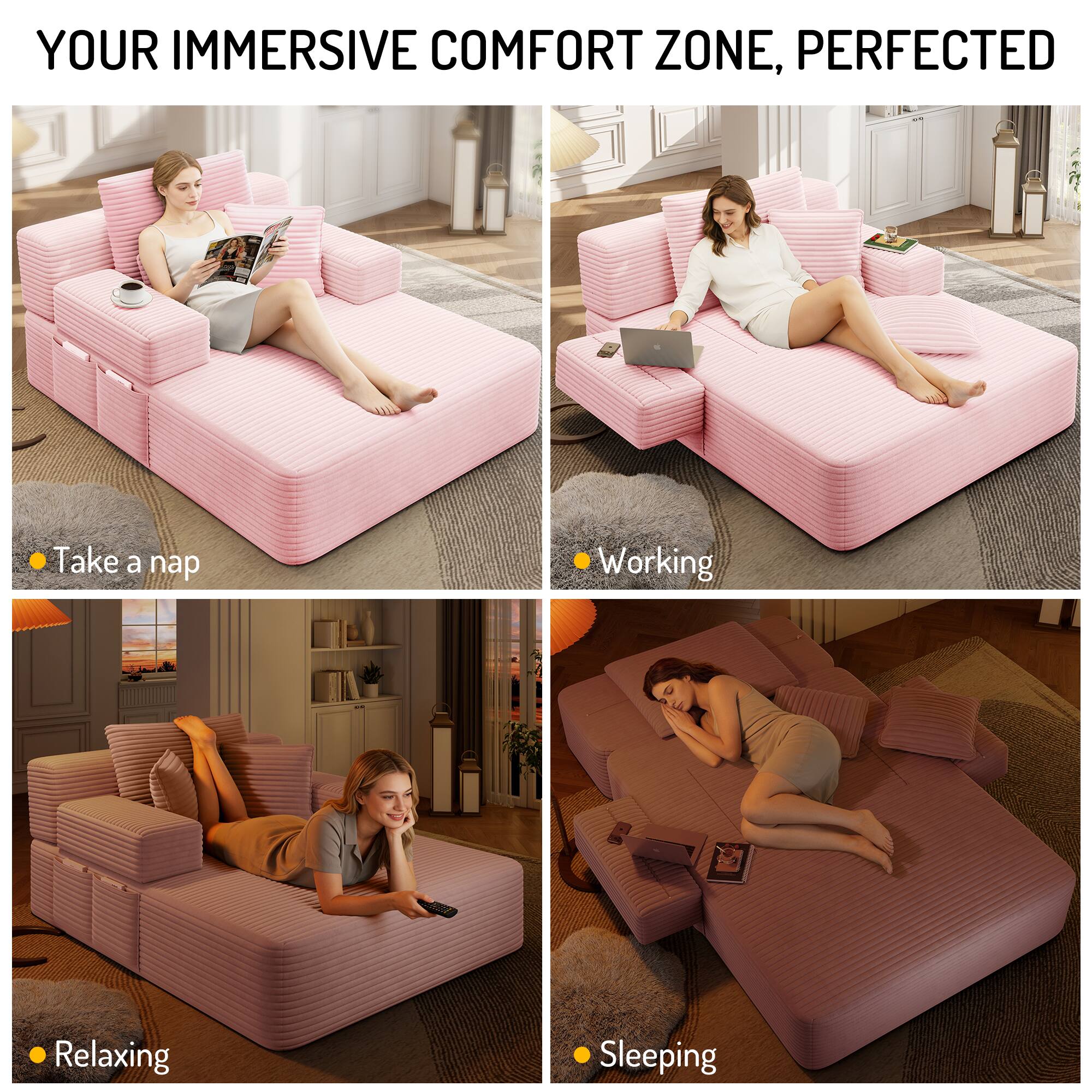 YOUR IMMERSIVE COMFORT ZONE, PERFECTED

- Take a nap
- Working
- Relaxing
- Sleeping