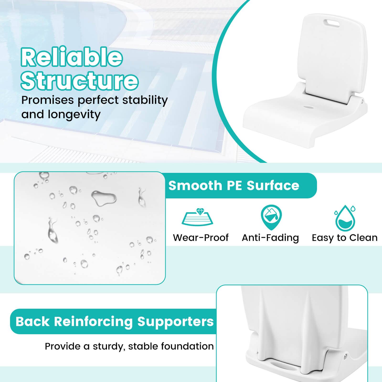 Reliable Structure  
Promises perfect stability and longevity  

Smooth PE Surface  
Wear-Proof  
Anti-Fading  
Easy to Clean  

Back Reinforcing Supporters  
Provide a sturdy, stable foundation