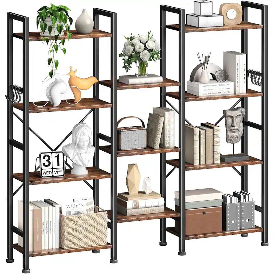 Furnulem Industrial Storage Organizer Bookcase with Open Display ...