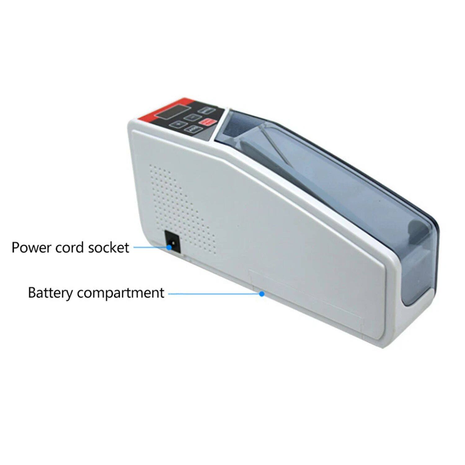 Power cord socket  
Battery compartment