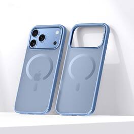 UUCOVER - Magnetic Case for Apple iPhone 18 Pro, Raised Edge Metal Lens Frame Protection, Shockproof Translucent Frosted Cover - Newblue
