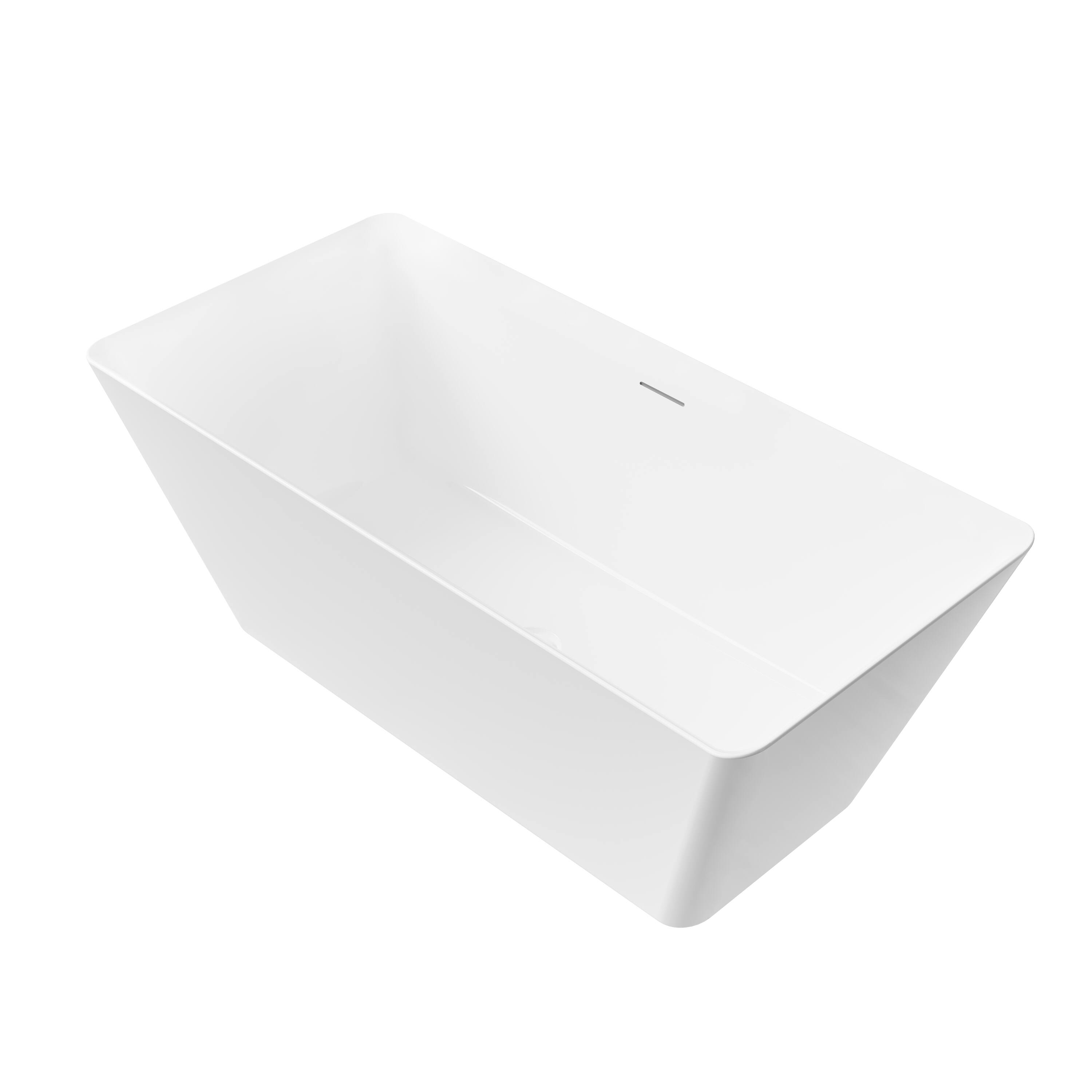 Alt View 8. WELLFOR - Square 60 in. Acrylic Flatbottom Double Ended Freestanding Soaking  Bathtub with Drain and Overflow - White.