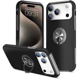 Entronix - Case for iPhone 18 Pro/17 Pro - 360º Circular Ring Gripstand - Black
