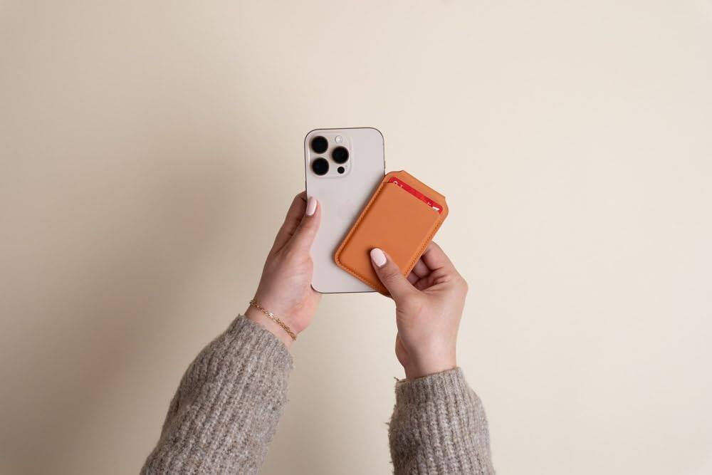 Alt View 4. Satechi - Magnetic MagSafe Wallet - Double Flap Stand, 4 Card Slots, NFC Pass-Through, for iPhone 17/16/15/14/13/12 - Orange.