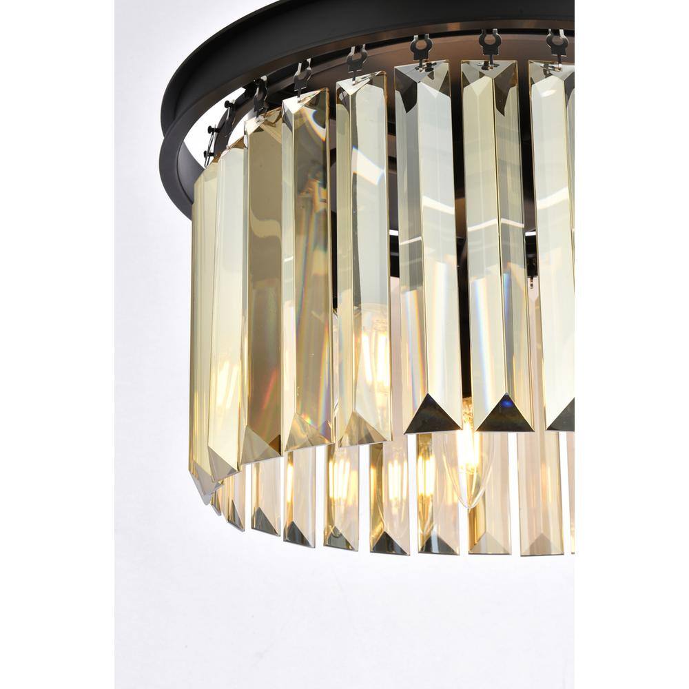 Alt View 3. Urban Classic - Sydney 3 light Matte Black Pendant Golden Teak (Smoky) Royal Cut Crystal - Matte Black.