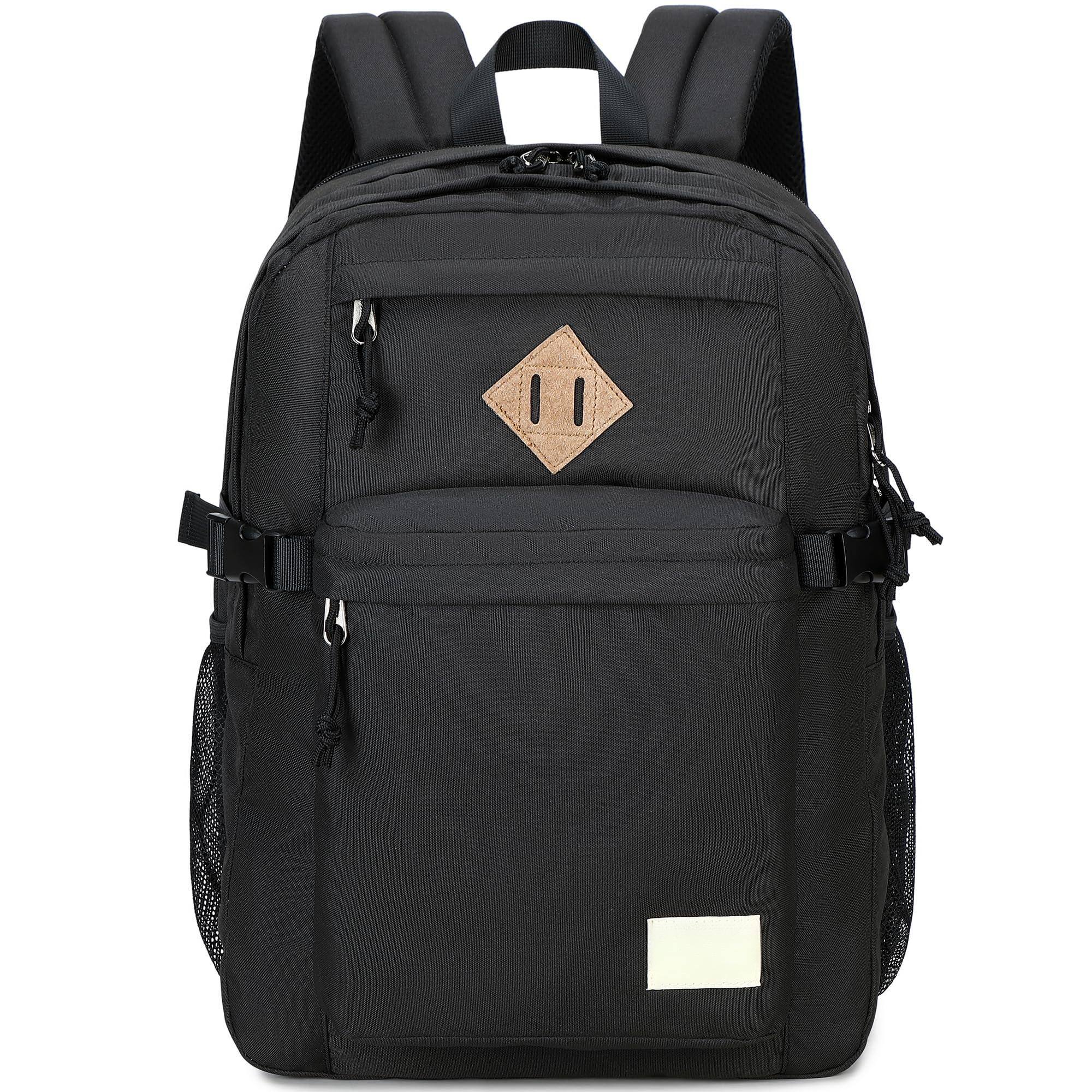 Front. Stamp n Camp - 29l Backpack For School College Bookbag Middle High Backpacks Casual Daypack Travel (black) - Black.