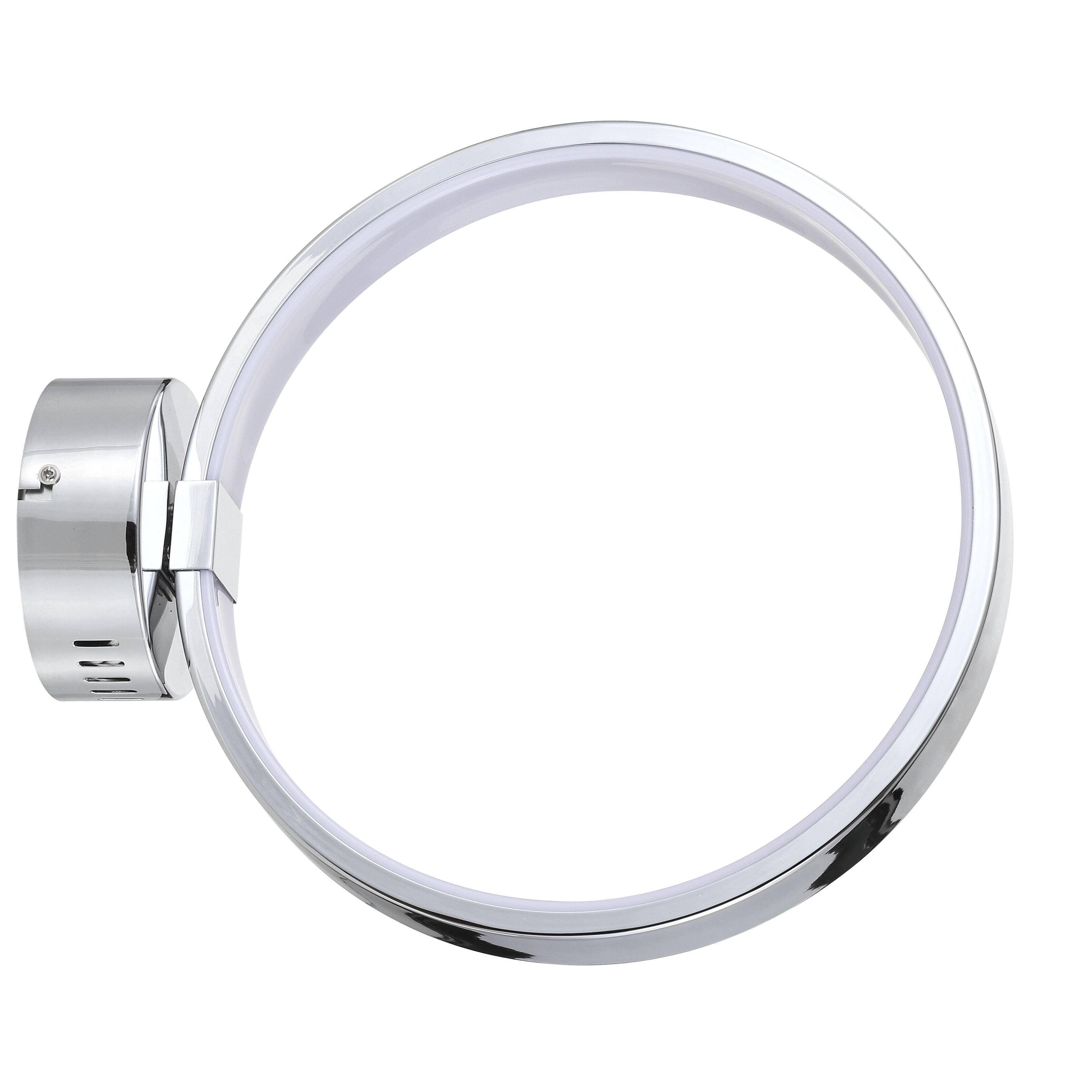 Alt View 6. Jonathan Y - Nathaniel 14" Dimmable Integrated LED Metal Wall Sconce, Chrome - Chrome.