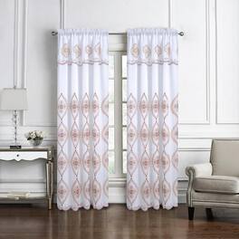 RT Designers Collection - Oliva Gray Arcadia Embroidered Curtain Panel - 54" x 90" - Burgundy