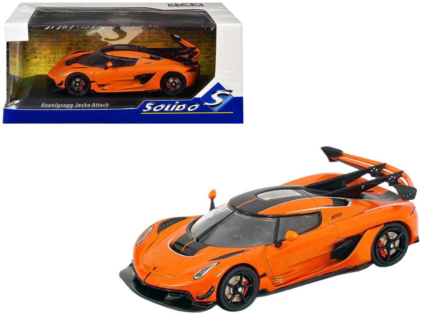 Koenigsegg Jesko Attack Tang Orange Metallic with Black Stripes 1/43 Diecast Model Car by Solido price history on PriceWatchPro