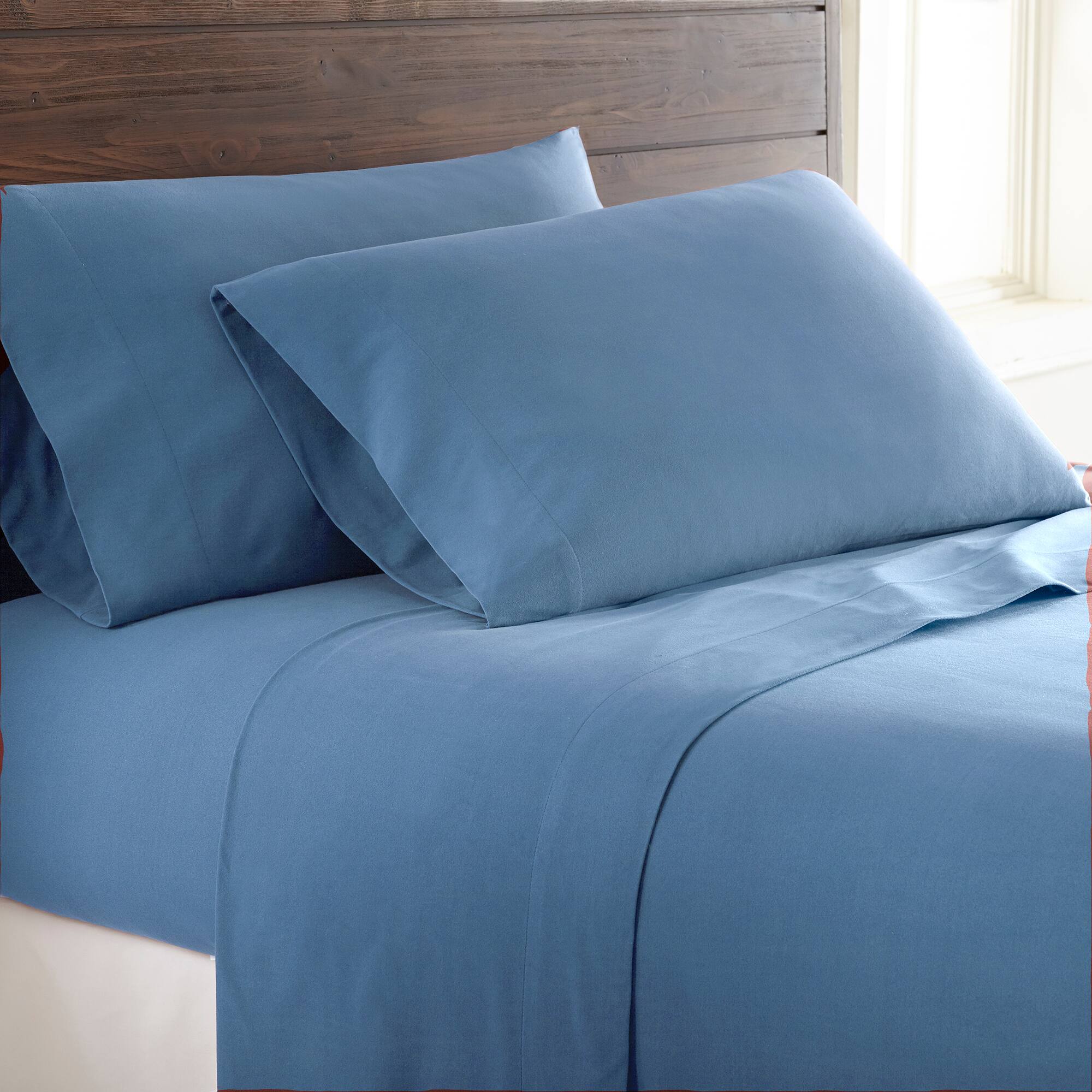 Alt View 1. Shavel Home Products - Micro Flannel Solid Color Deep-Pocket Sheet Set, Full, Morning Glory - Morning glory.
