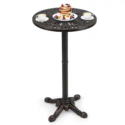 Front. Costway - Costway 24" Patio Round Bar Table with Carved Texture for Garden Backyard Balcony, Poolside - Bronze.