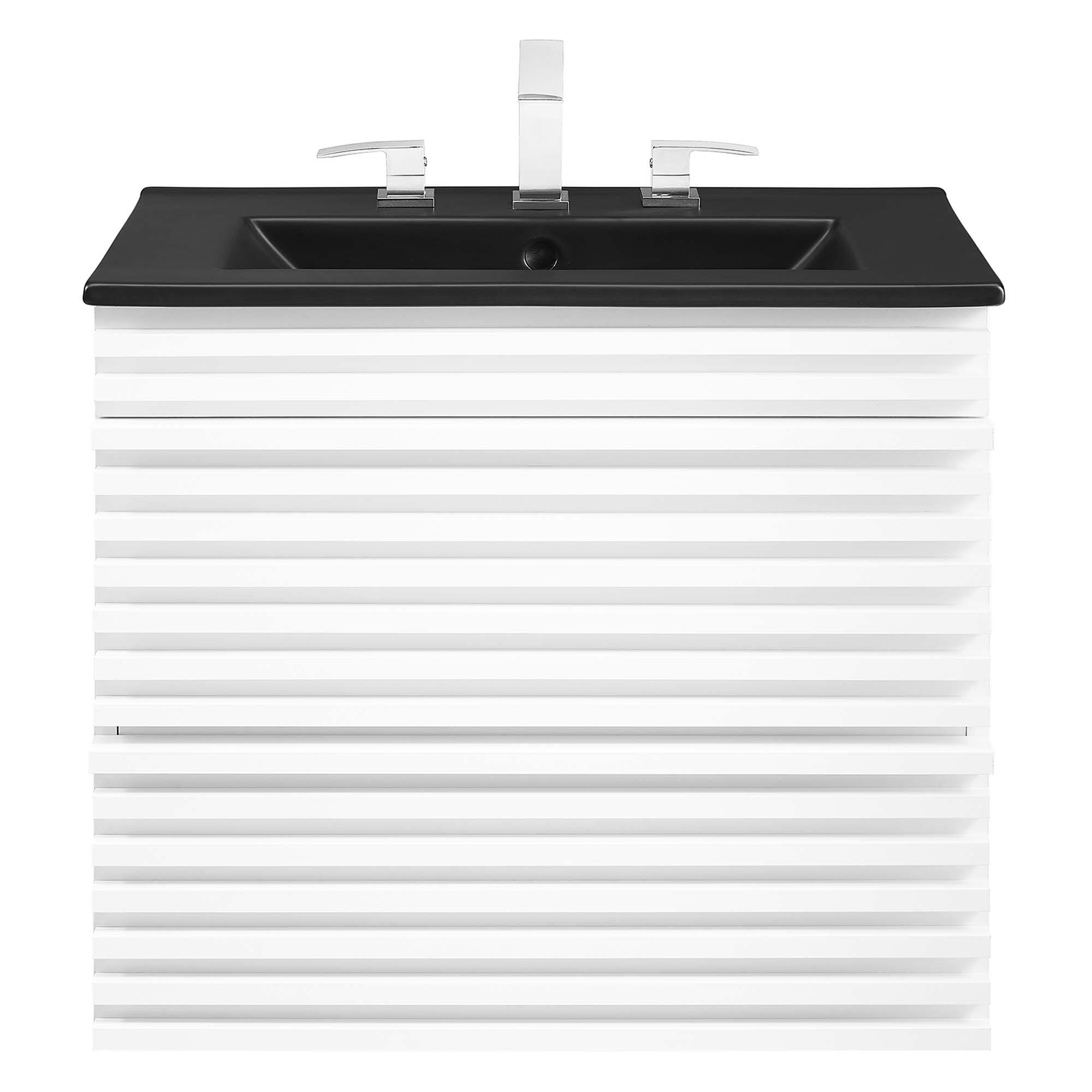 Alt View 2. Modway - Render Wall-Mount Bathroom Vanity with Black Basin Included - White Black.