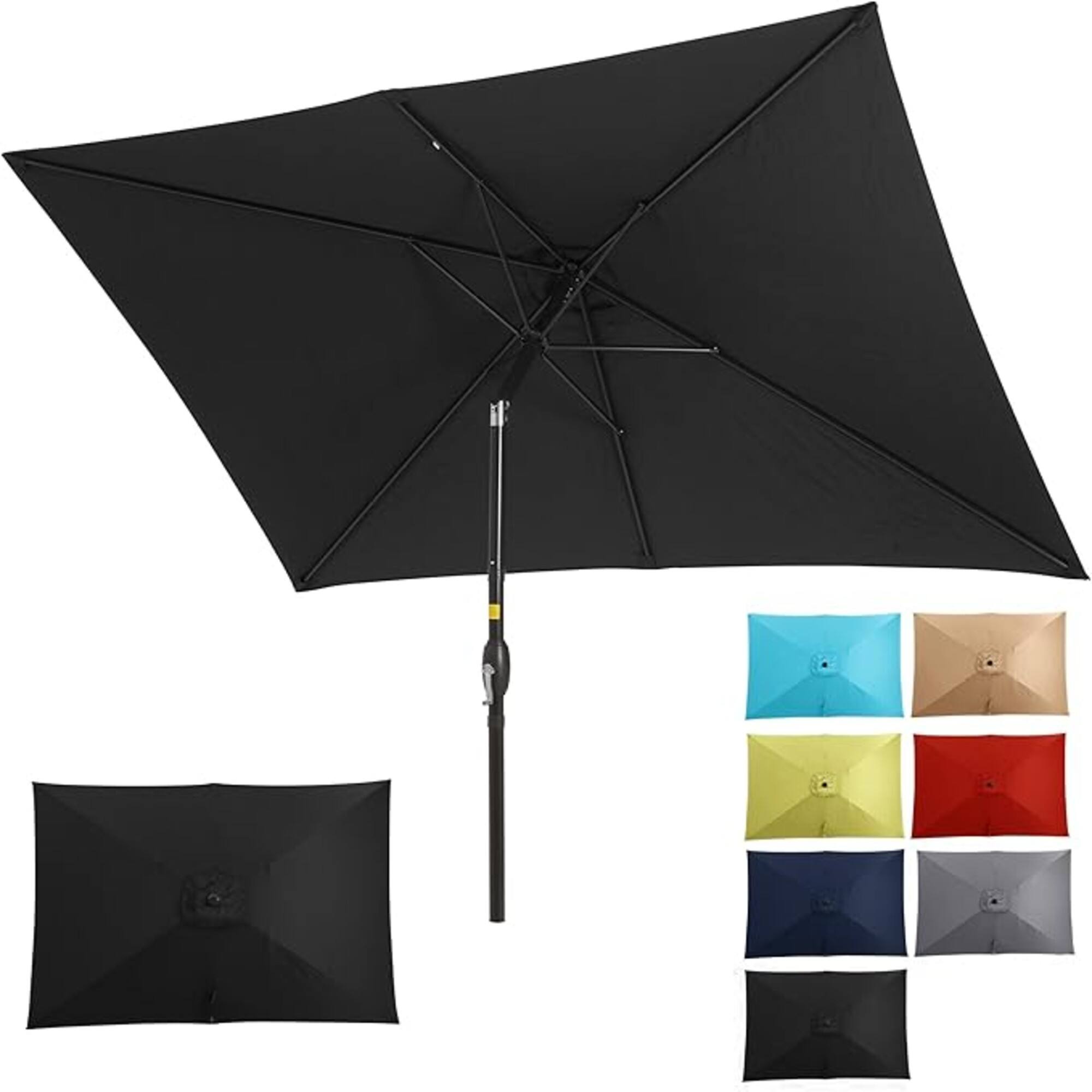 Alt View 6. Mondawe - 6.5 x 10 ft Rectangular Patio Umbrella with Crank, Tilt, Polyester UV-Resistant Canopy - Black.