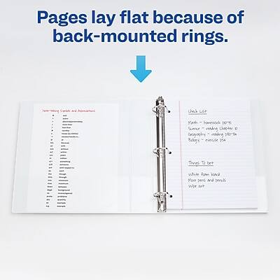 Pages lay flat because of back-mounted rings.

List to See:
- Yath - hovenork pens
- Suerce IAAY C - 150-5A
- Belogy 4 thees TH bet Whir Fore KA Yor pens N pencls Wibe Out

List to See:
- white tone and land
- wire art
