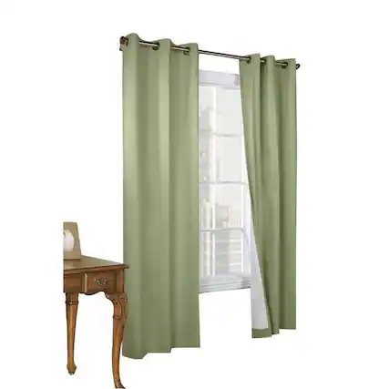 Front. Commonwealth Home Fashions - Commonwealth Thermalogic Weather Cotton Fabric Grommet Top Panel - 160x84" - Sage - Sage.