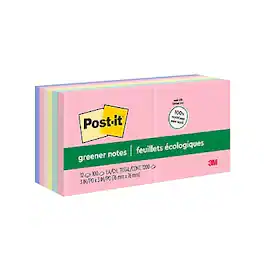 Post-it - Recycled Notes, 3" x 3", Sweet Sprinkles Collection, 100 Sheet/Pad, 12 Pads/Pack - Multicolor