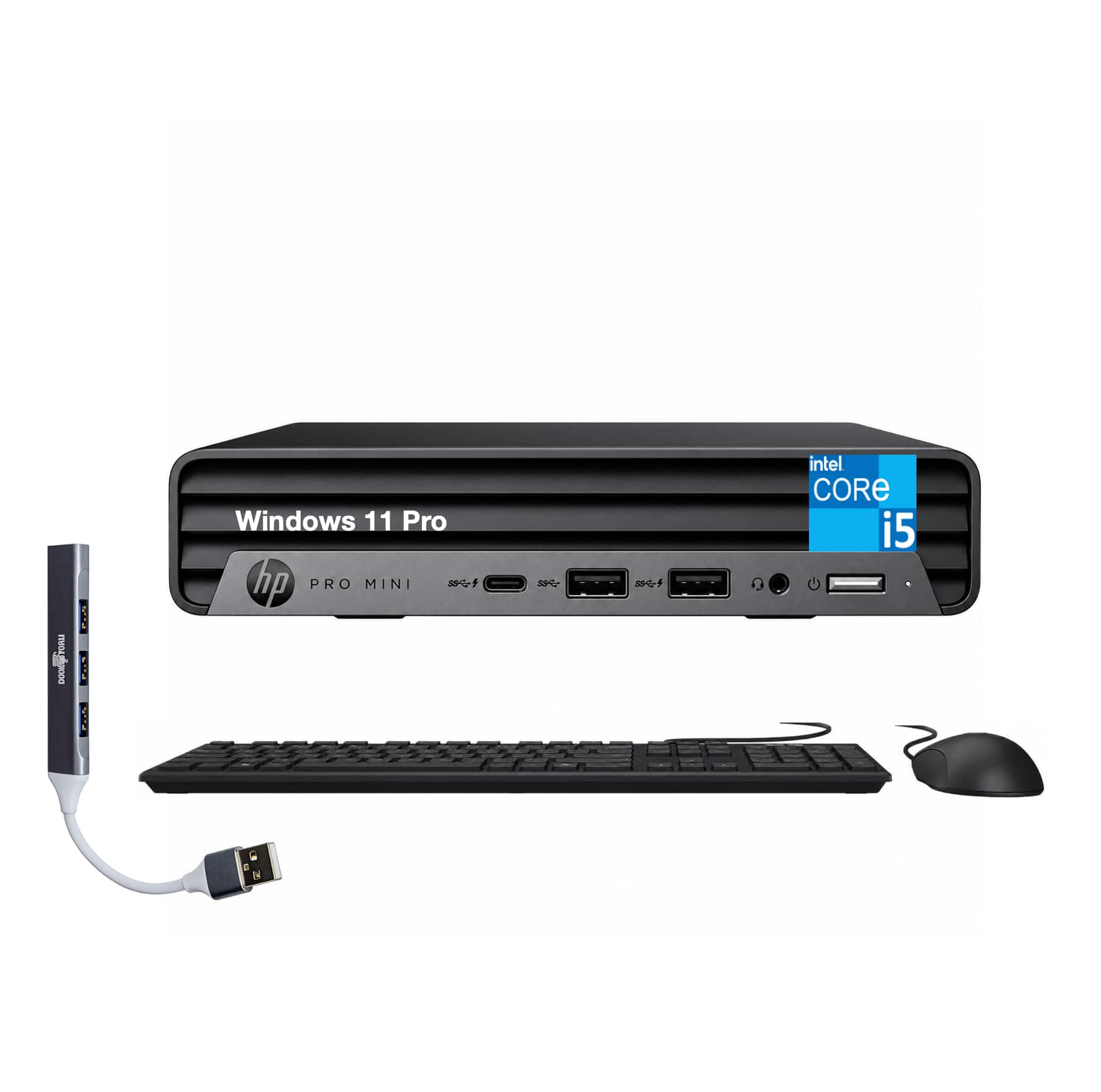 HP - Pro Mini 400 G9 Mini Desktop (i5-12500T, 16GB, 512GB SSD, Intel UHD 770, WiFi 6E, Win 11 Pro) w/USB Hub - Black