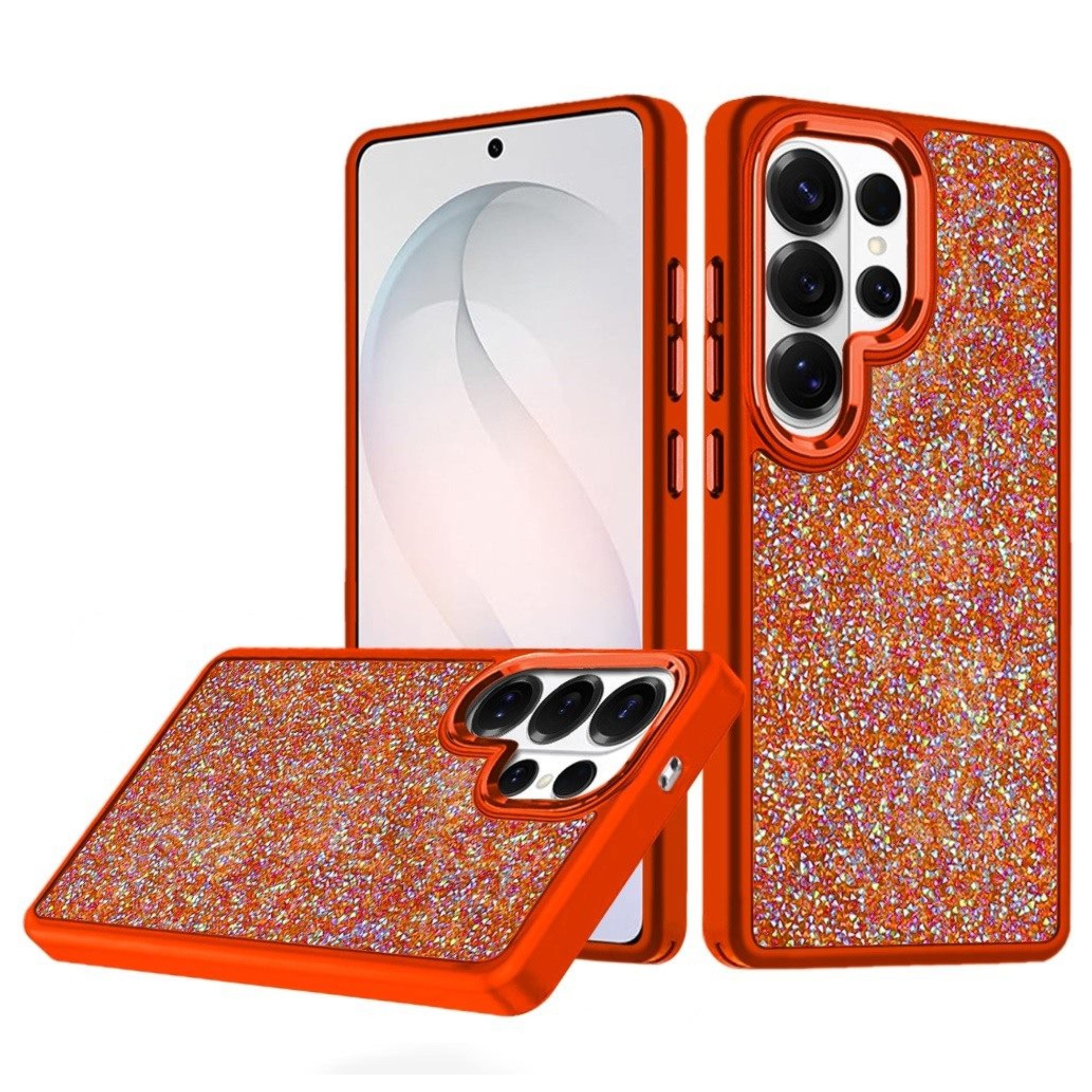 Kitcheniva - Full Crystal Bling Metallic Buttons Plus Tempered Glass For Samsung S26 Ultra - Cosmic Orange price history on PriceWatchPro